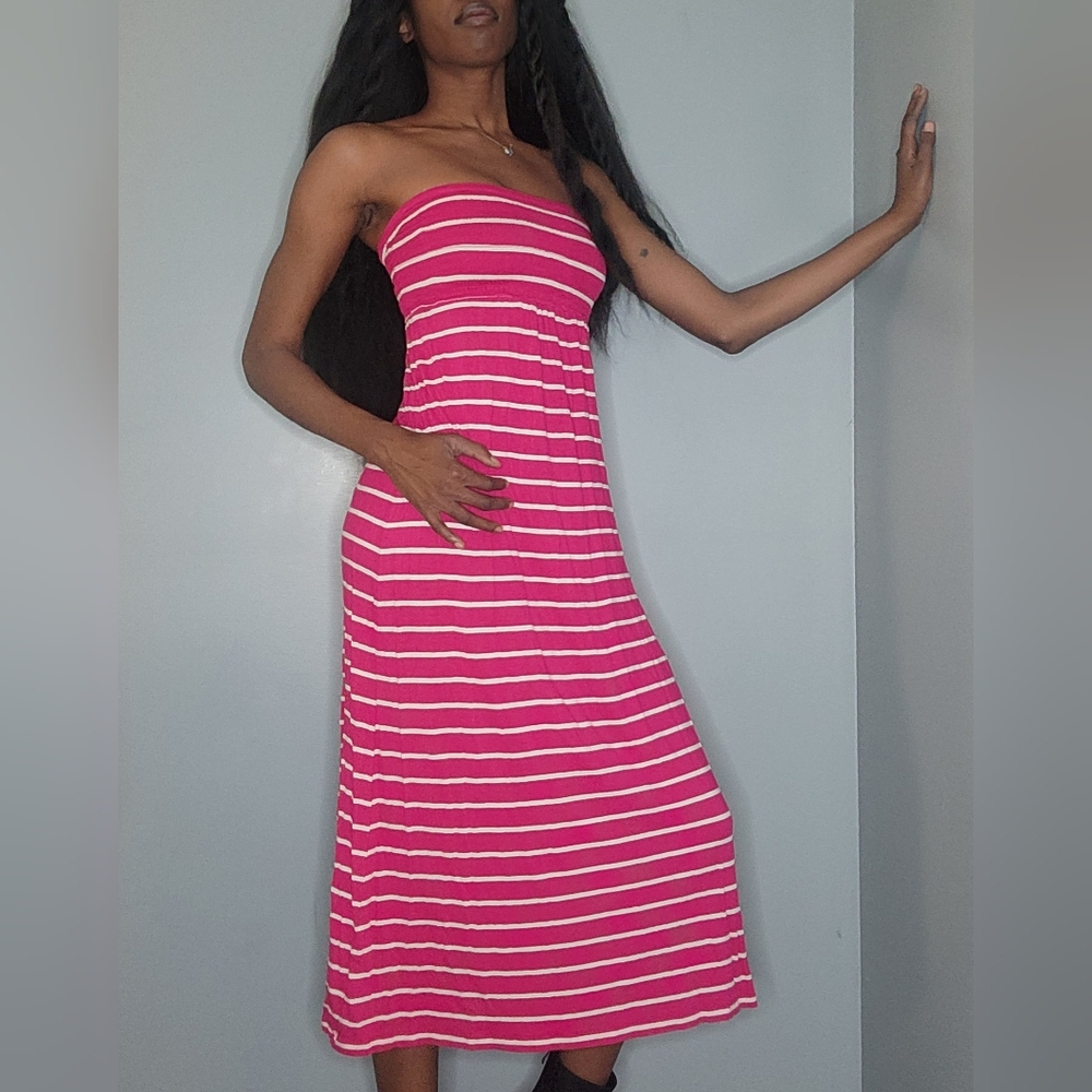 Pink Strapless Maxi Dress
